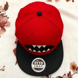 [NWOT] Red Boutique Teeth Design Snapback Cap